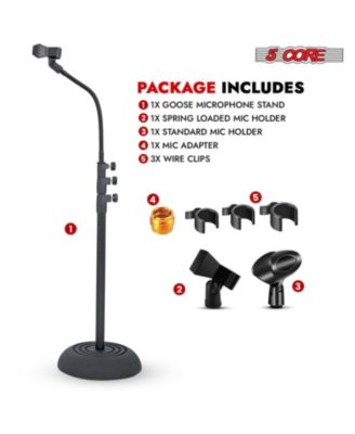 5Core Mic Stand Floor 2Pcs Adjustable Round Base Universal Metal Microphone Stands