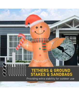 8 ft Inflatable Gingerbread Man Outdoor Holiday Display w/ LED Lights