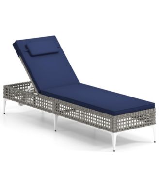 Set Of 2 Patio Chaise Lounge Chair w/6-Level Adjustable Backrest Removable Cushion