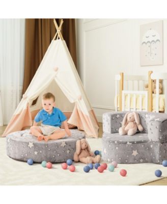 Convertible Toddler Sofa Chair with Glow-in-the-Dark Design – 2-in-1 Kids Seat with Removable Cover