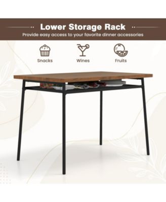 Modern 5-Piece Dining Table and Chair Set with Metal Frame and Storage Shelf – Ideal for Small Spaces
