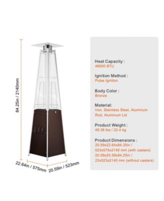 Outdoor Pyramid-Style Propane Patio Heater with Glass Flame Tube and Wheels – Elegant Heating for Garden or Patio