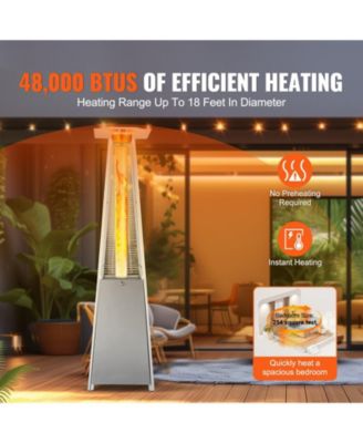 Outdoor Pyramid-Style Propane Patio Heater with Glass Flame Tube and Wheels – Elegant Heating for Garden or Patio