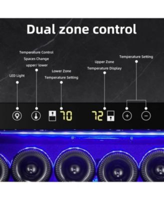 5.0 Cu. Ft. Dual Zone 26.5–64°F Beverage Cooler Refrigerator Countertop with Lock, Glass Door, Holds 150 Cans, Wine Shelves