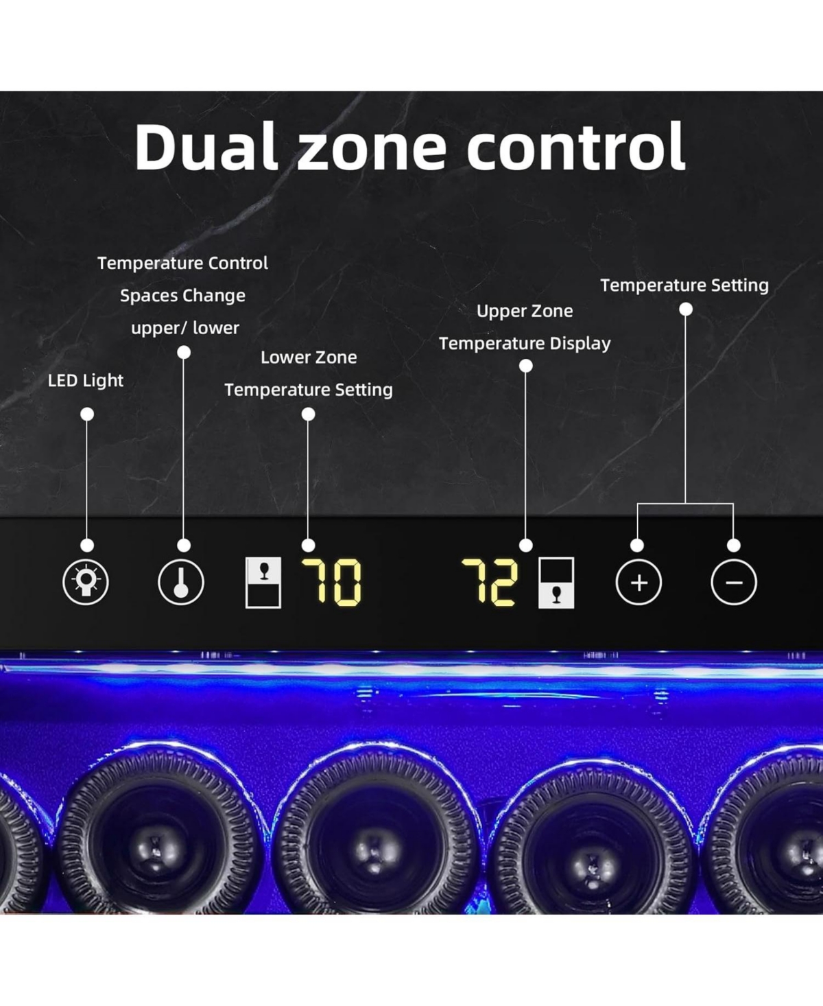 Cowsar 5.0 Cu. Ft. 39-64°F Dual Zone Beverage Cooler Refrigerator, Hold 150 Cans, Glass Door, Built in Wine Fridge with Wooden Shelves, Lockable