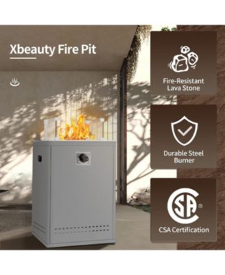 20" Square Fire Pit Table, Propane Fire Pit Table with Lava Rock/Windshield, for 20lbs Gas Tanks, Outdoor Fire Pit Table for Camping/Courtyard/Garden