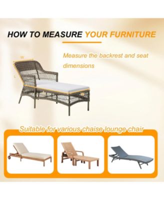 76" x 22" x 5.1" Polyester Tufted Chaise Lounge Cushion, Water-Resistant & Fade-Resistant Cushion for Outdoor Wicker Chaise Lounge Use, Set of 2