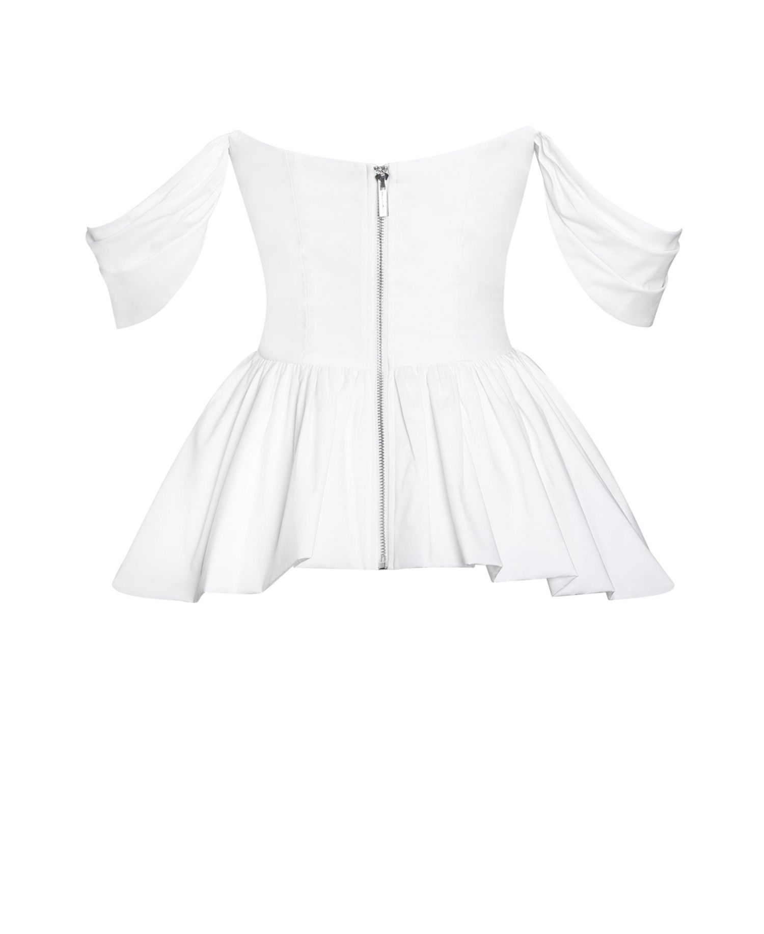 Women Qistina White Off-shoulder Bubble Hem Peplum Cotton Top