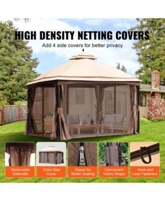 Large Outdoor Gazebo with Mosquito Netting and Reinforced Metal Frame – Fits 10 to 12 People for Garden Use