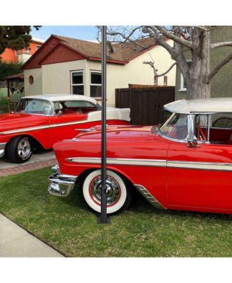 EZ GO 20ft Telescopic Flag Pole Kit Wheel Tire Mount Stand Upgrade Rotating Lock Outdoor Camper RV Tailgate Black