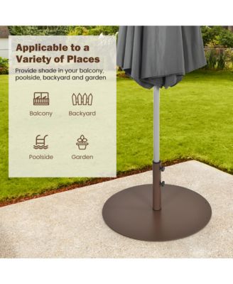 Round Weighted Patio Umbrella Base Stand 59 lbs w/ 3 Adapters