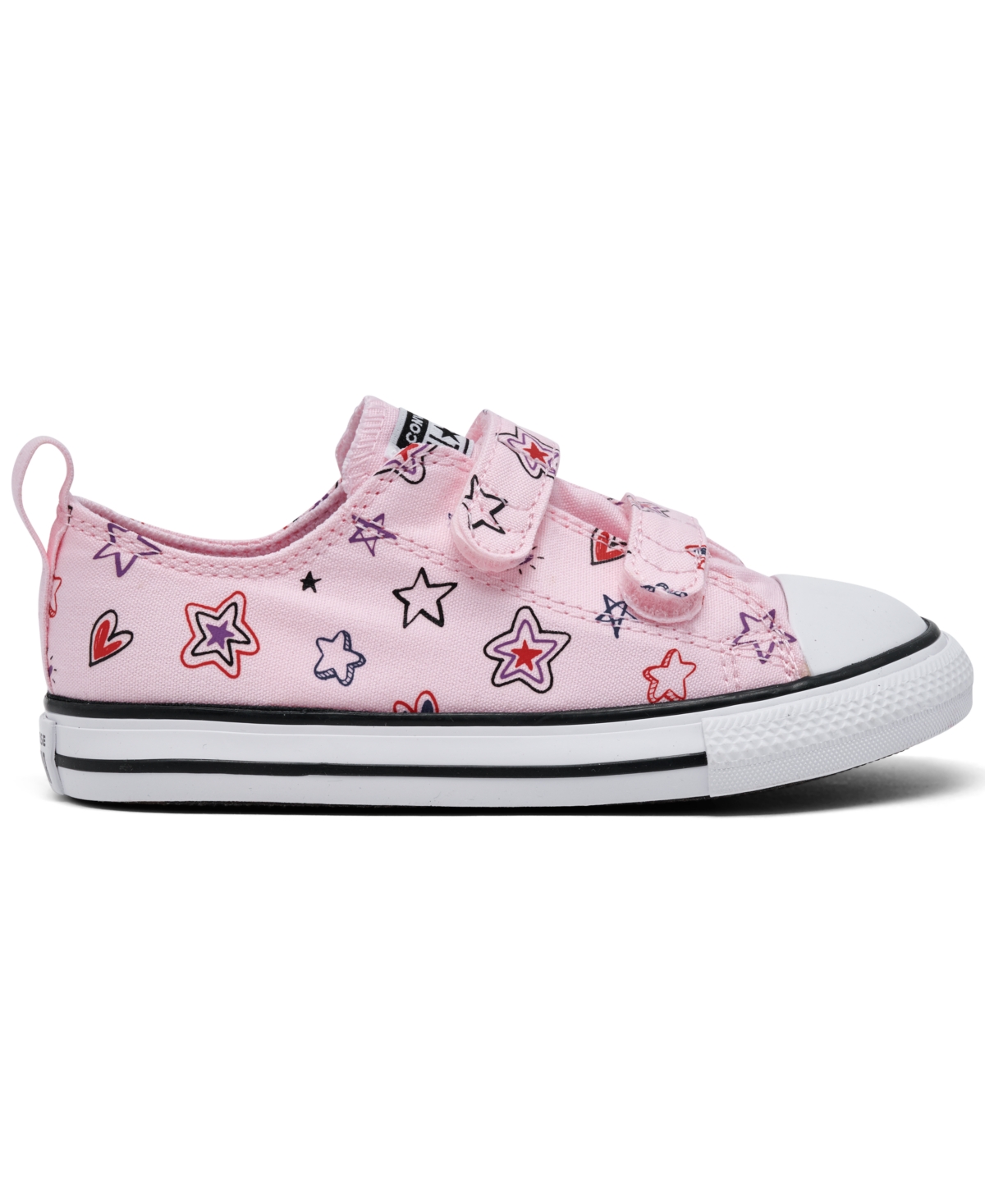 Converse Toddler Girls Chuck Taylor All Star Doodles 2v Stay-put Closure Strap Low Top Casual Sneakers From F In Pink