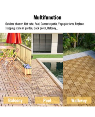 Acacia Deck Tiles Checker 12"x12" Yellow 30-Pack