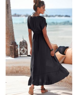 Women's Flounce Hem Cover up Beach Dress