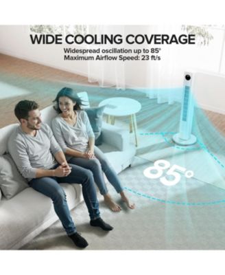 36" Tower Fan for Bedroom, Bladeless Standing Fan with 85&deg; Oscillation, Quiet Cooling, Remote Control, 12H Timer, 3 Speeds, 4 Modes