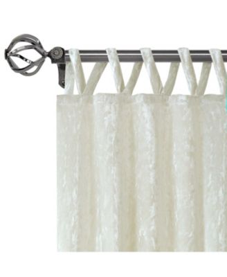 Park Avenue 2 Piece Criss-Cross Tab Top Velvet Window Curtain Panels - 84 in. Long - Creamy White