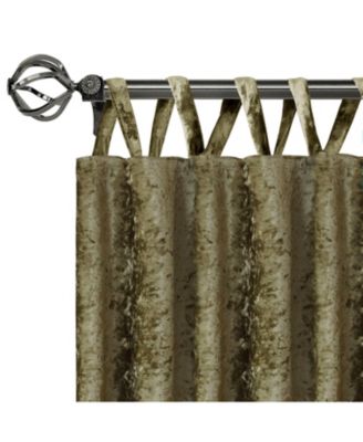 Park Avenue 2 Piece Criss-Cross Tab Top Velvet Window Curtain Panels - 84 in. Long - Moss