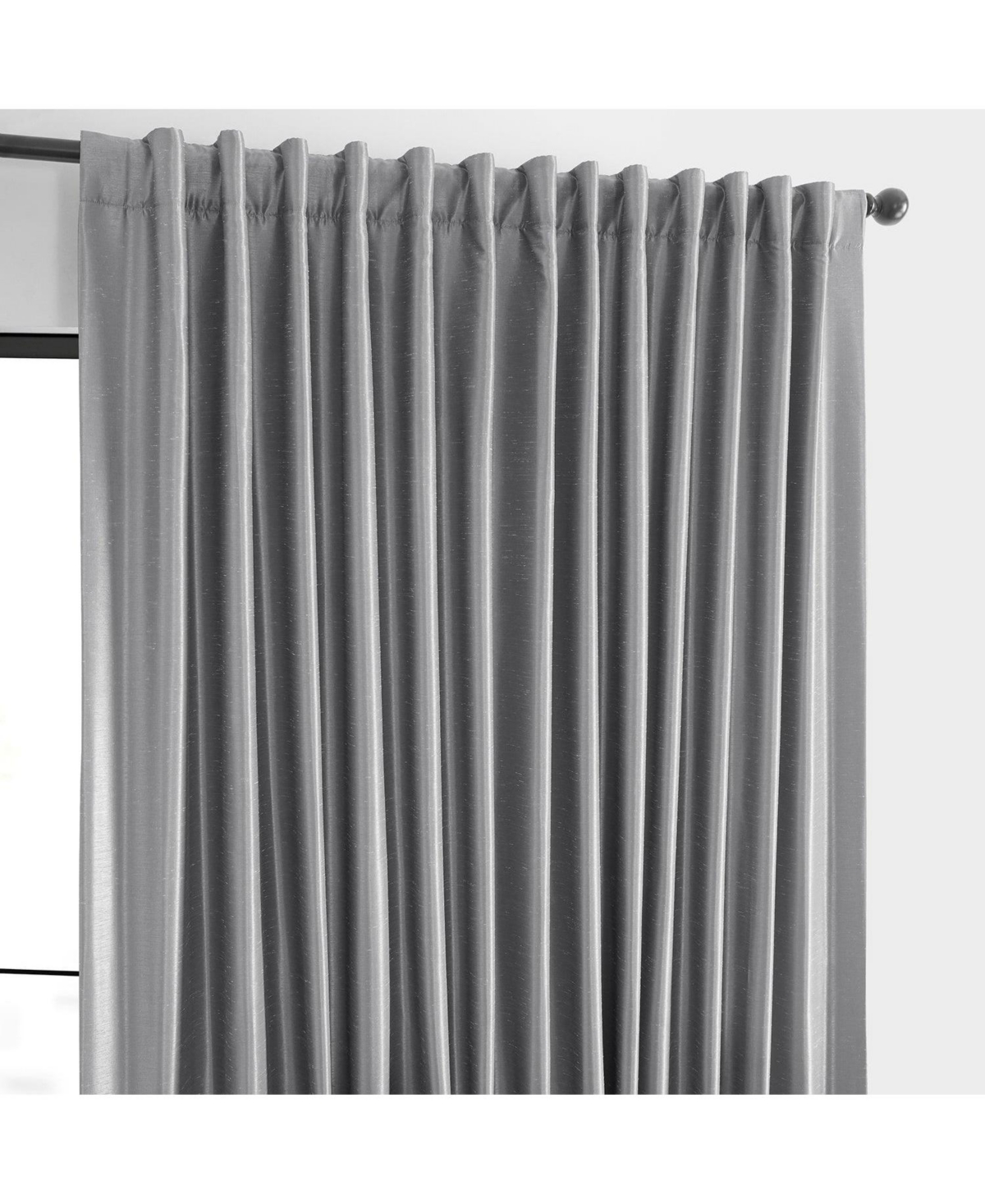 Half Price Drapes Silver Extra Wide Vintage Textured Faux Dupioni Silk Blackout Curtain In Gray