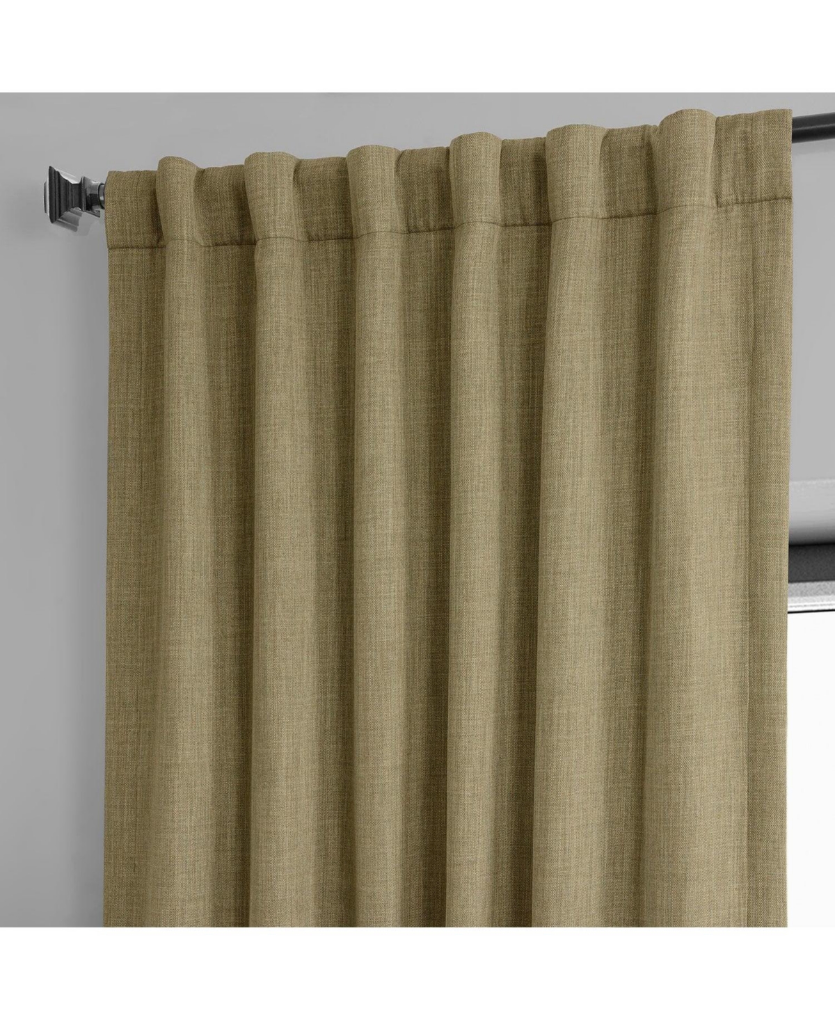 Half Price Drapes Nomad Tan Textured Faux Linen Room Darkening Curtain In Multi