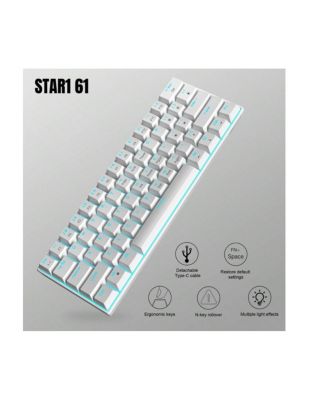 60% Wired Mechanical Gaming Keyboard, Ice Blue LED Backlit 61 Keys Mini Wired Office Keyboard