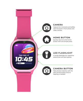 4 Kids Pink Leather Silicone Strap Smartwatch, 49mm