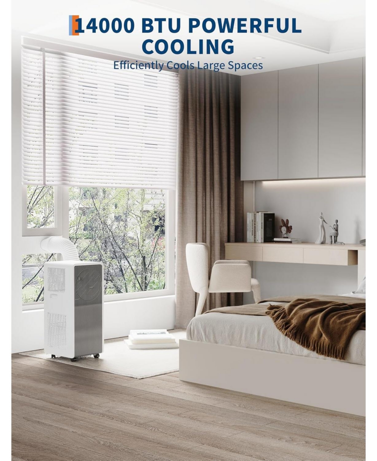 gaomon14,000 Btu Portable Ac, 4-in-1 Energy Efficient Unit with Remote, Cool, Dehumidifier for Large Rooms