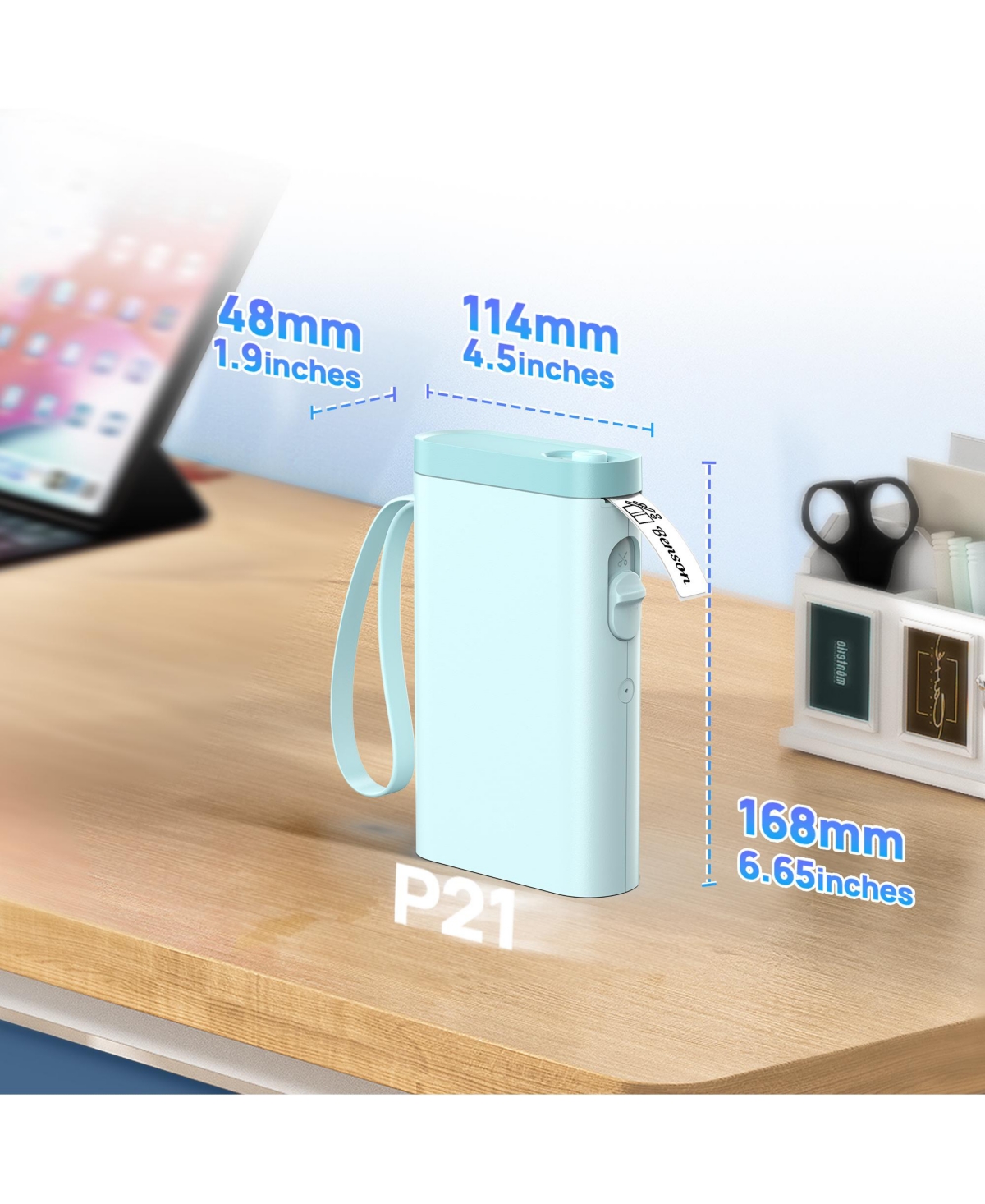 Polono Label Maker Machine with Tape, P21-a Bluetooth Label Printer, Wireless Mini Label Makers with Multiple Templates for Organizing Office Home