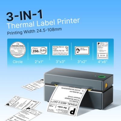 Wireless 4x6 thermal label printer. Bluetooth connectivity for iOS/Android/PC/Mac. Works with Amazon, eBay, Shopify, USPS