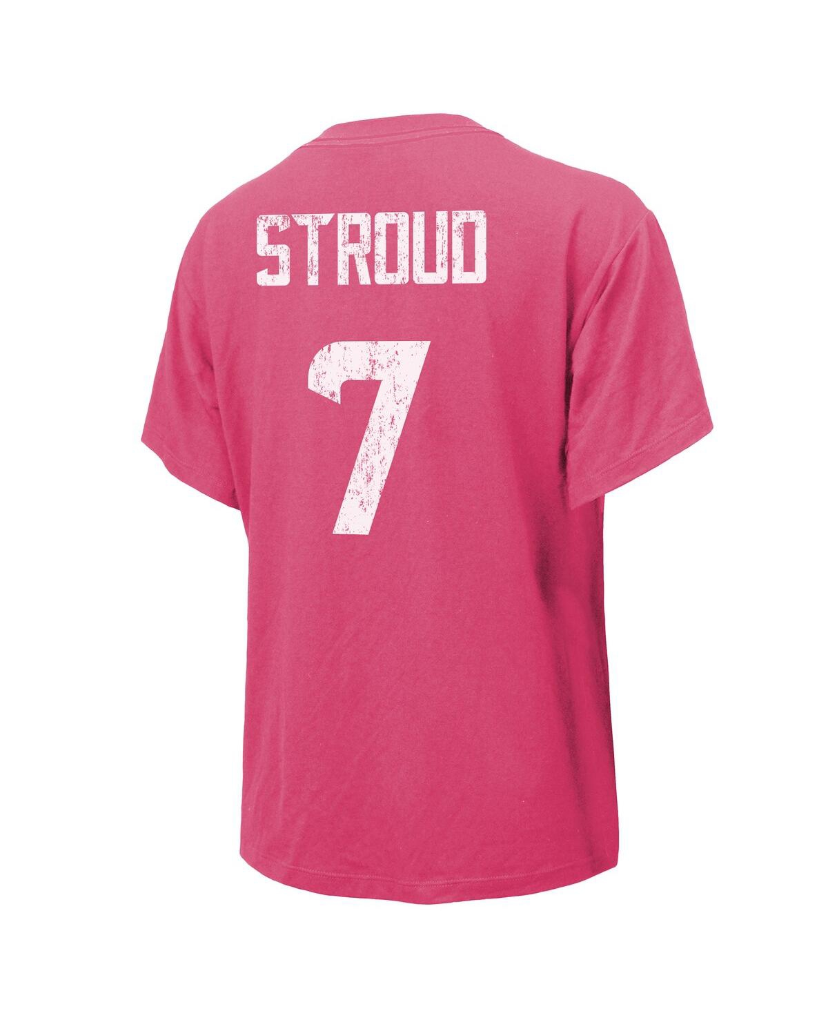 Majestic Women's C.j. Stroud Pink Houston Texans Name Number T-shirt In Pink