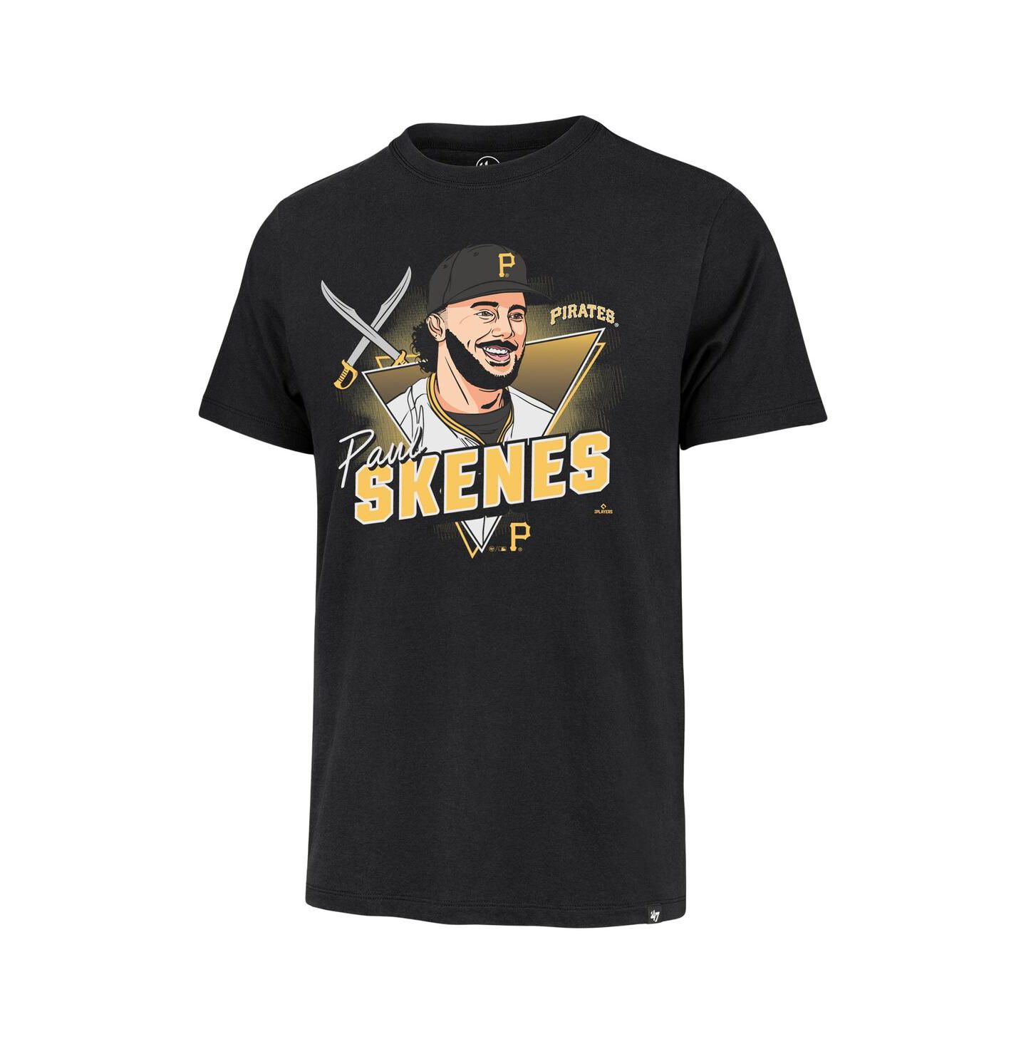 Мужская футболка '47 Brand Paul Skenes Black Pittsburgh Pirates Player Caricature Franklin — фото 2