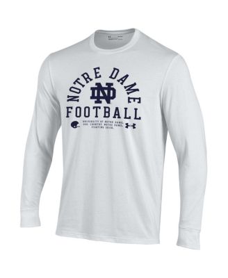 Men's White Notre Dame Fighting Irish 2025 Sideline Football Performance Cotton Long Sleeve T-Shirt