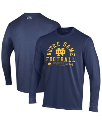 Under Armour - Men's Navy Notre Dame Fighting Irish 2025 Sideline Football Performance Cotton Long Sleeve T-Shirt