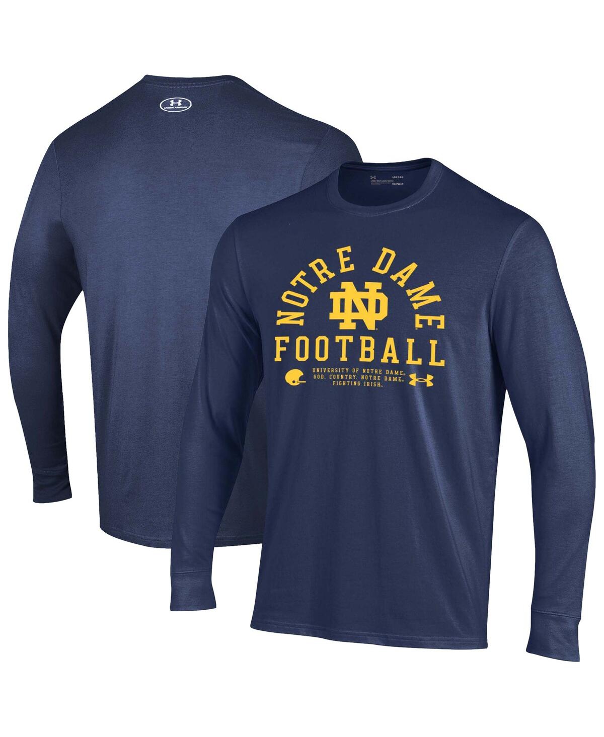 Men's Navy Notre Dame Fighting Irish 2025 Sideline Football Performance Cotton Long Sleeve T-Shirt - Navy