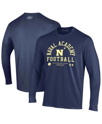 Under Armour - Men's Navy Navy Midshipmen 2025 Sideline Football Performance Cotton Long Sleeve T-Shirt