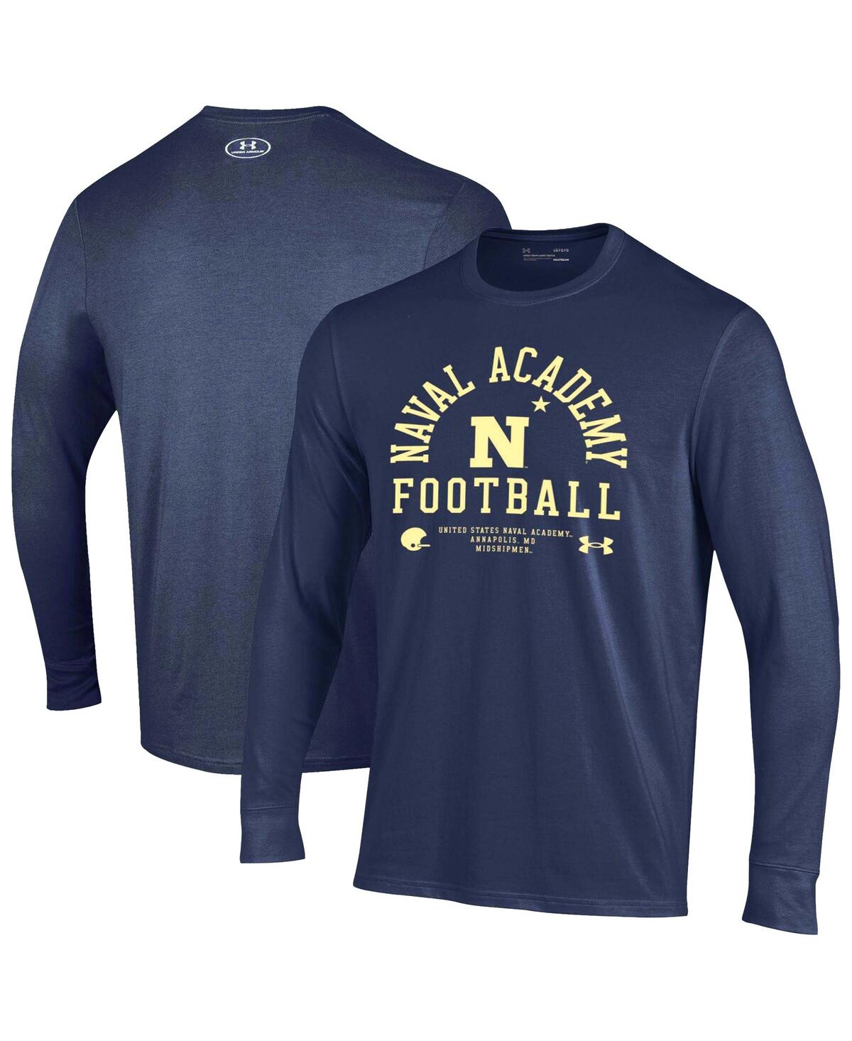 Men's Navy Navy Midshipmen 2025 Sideline Football Performance Cotton Long Sleeve T-Shirt - Navy