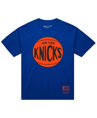 Men's and Women's Blue New York Knicks Hardwood Classics MVP Logo T-Shirt