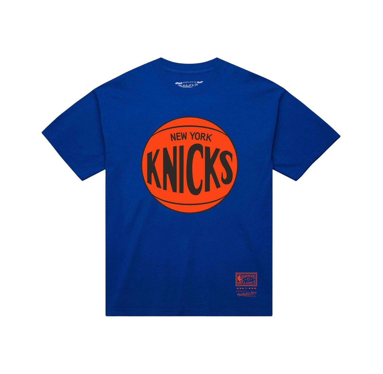 Men's and Women's Blue New York Knicks Hardwood Classics MVP Logo T-Shirt