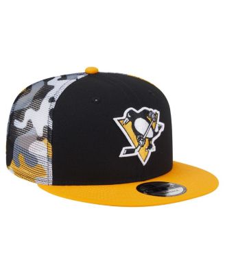 Men's Black/Gold Pittsburgh Penguins Camo Meshback 9FIFTY Snapback Hat