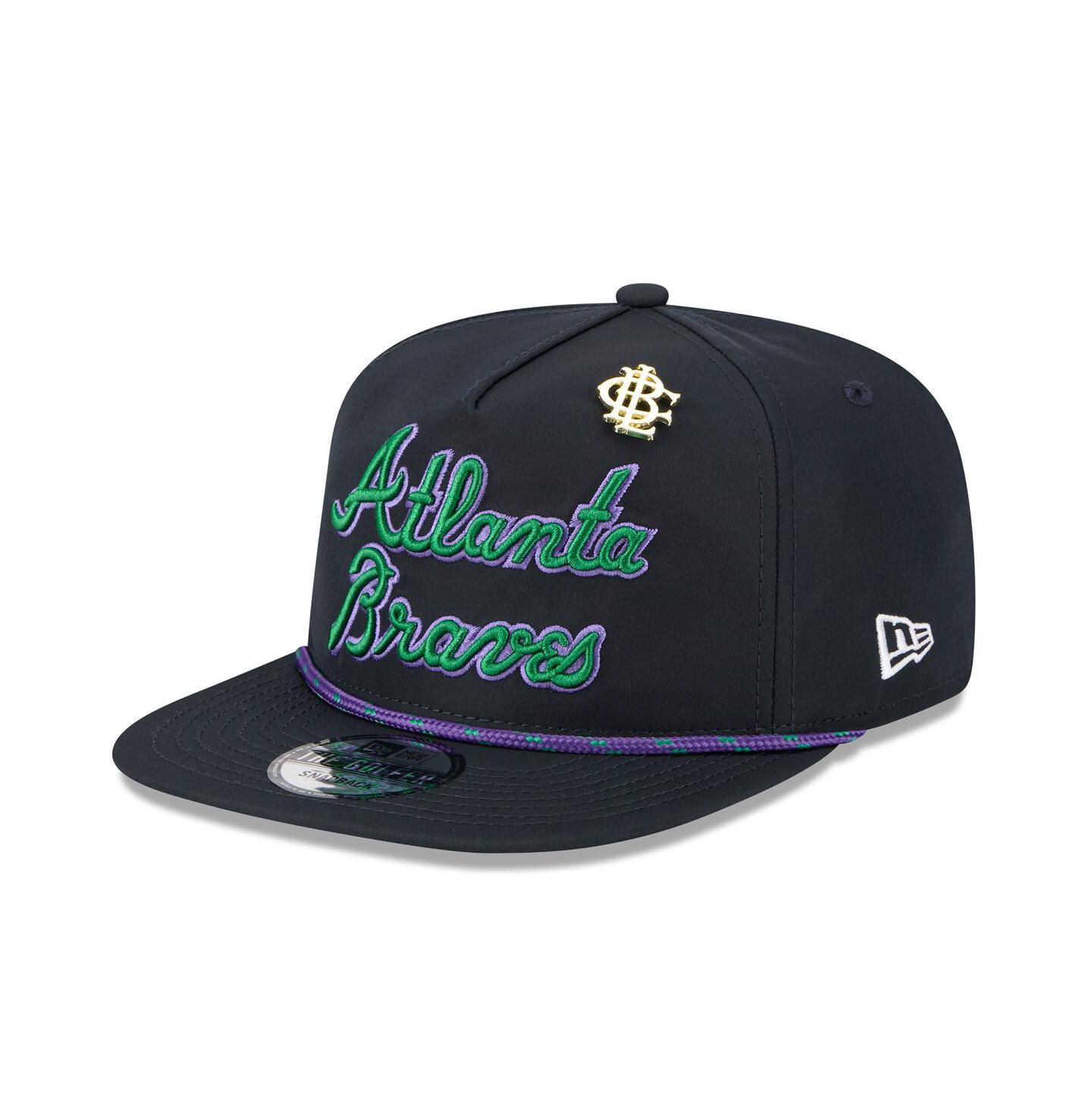 Мужская кепка New Era Navy Atlanta Braves 2025 Big League Chew Golfer Snapback Hat — фото 1