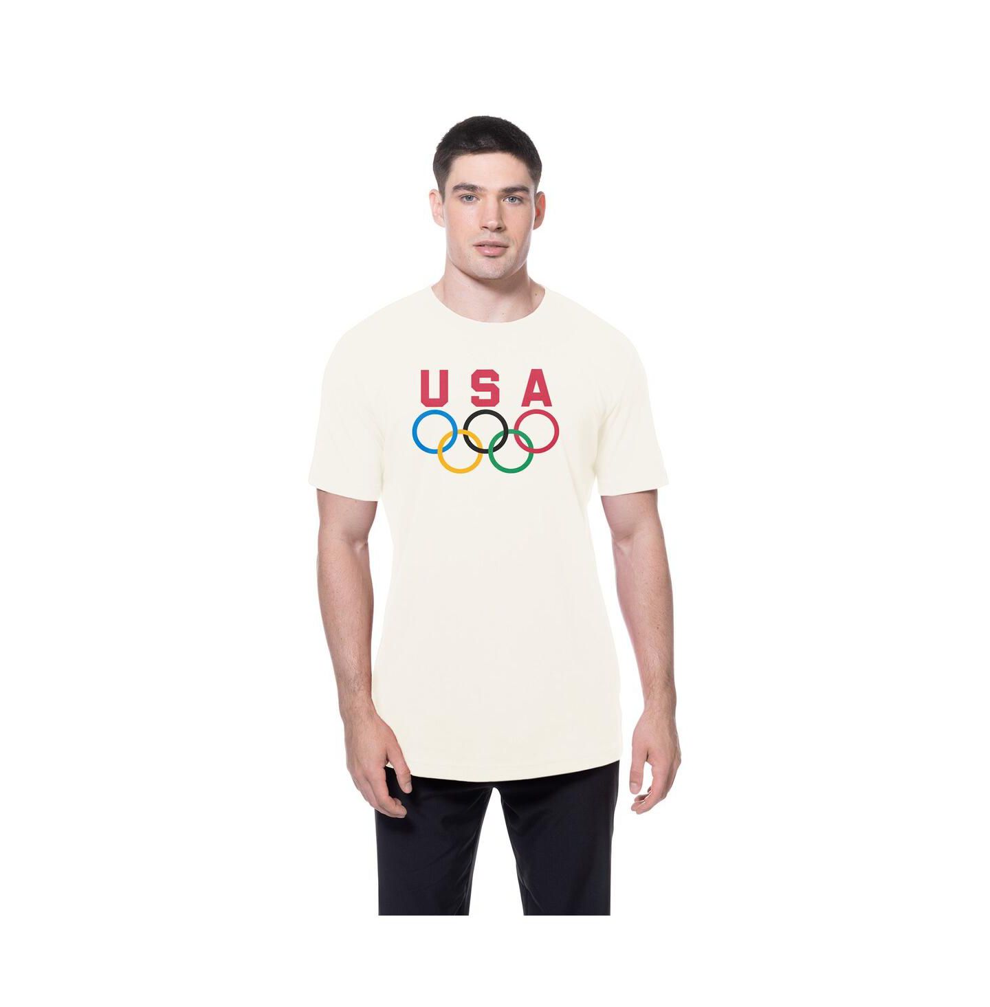 Мужская футболка New Era Cream Team USA 5 Rings Chrome — фото 3