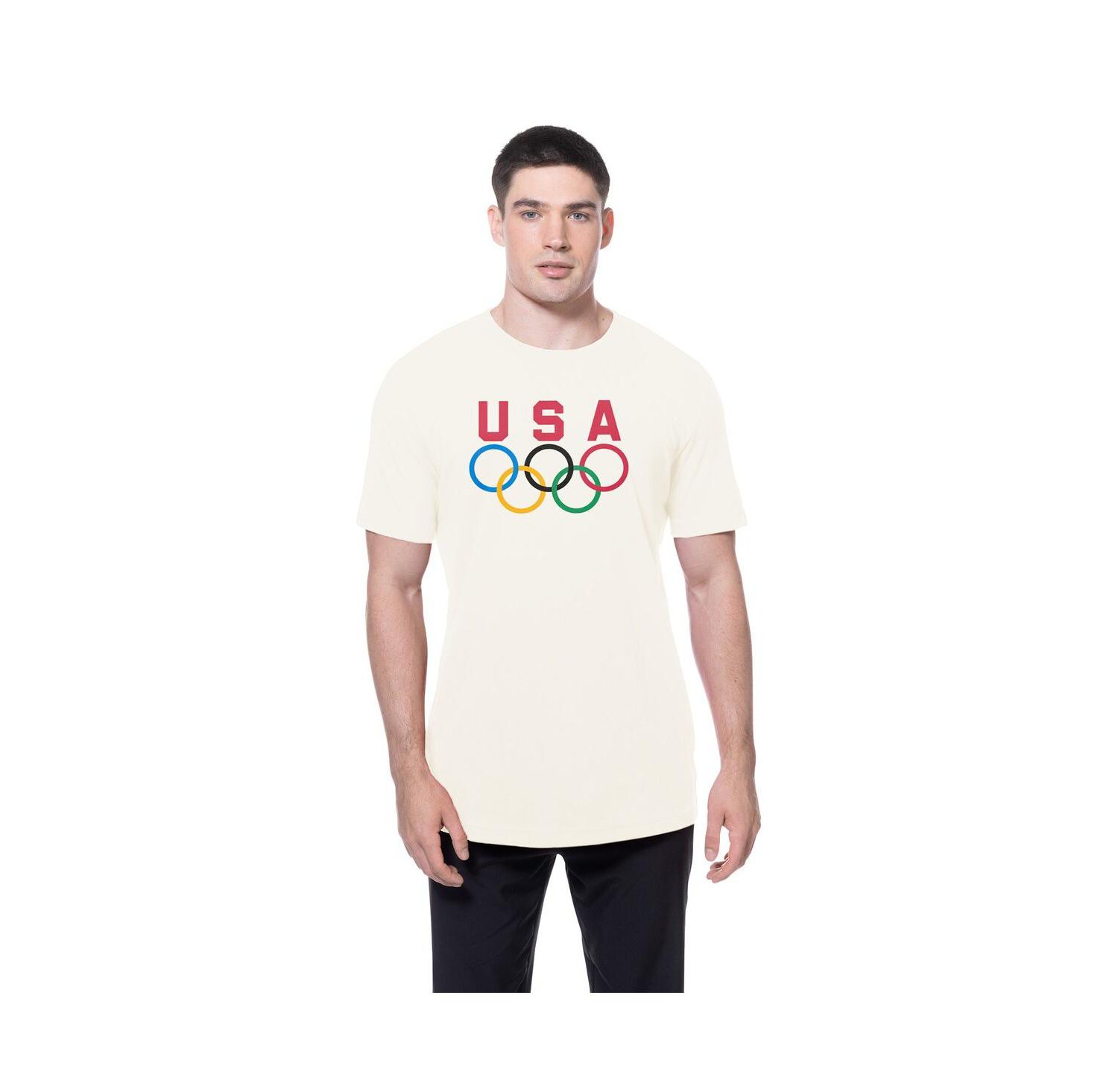 Men's Cream Team USA 5 Rings Chrome T-Shirt