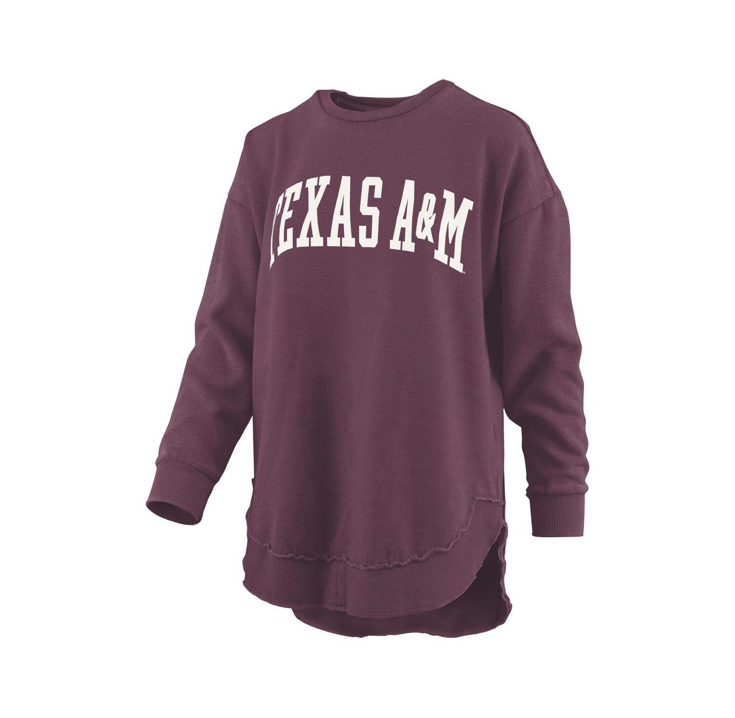 Women's Maroon Texas A&M Aggies M&eacute;lange Poncho Vintage Fleece Long Sleeve Pullover Sweatshirt