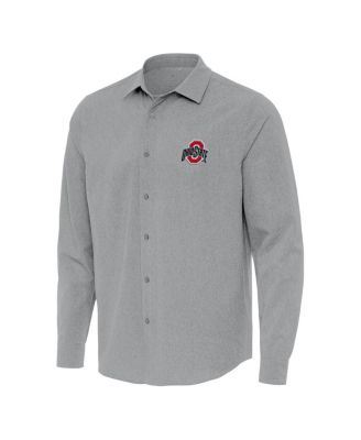Men's Gray Ohio State Buckeyes Exposure Woven Long Sleeve Button-Up Shirt