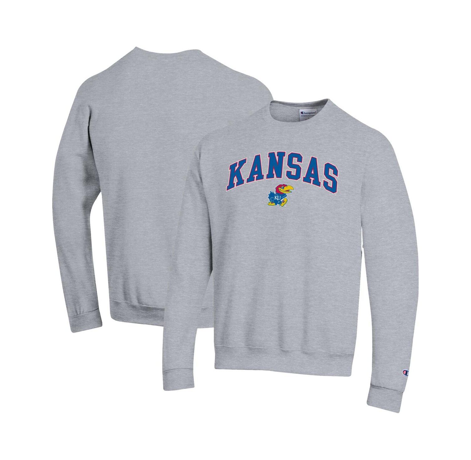 Men's Royal Kansas Jayhawks Arch Over Logo Pullover Sweatshirt