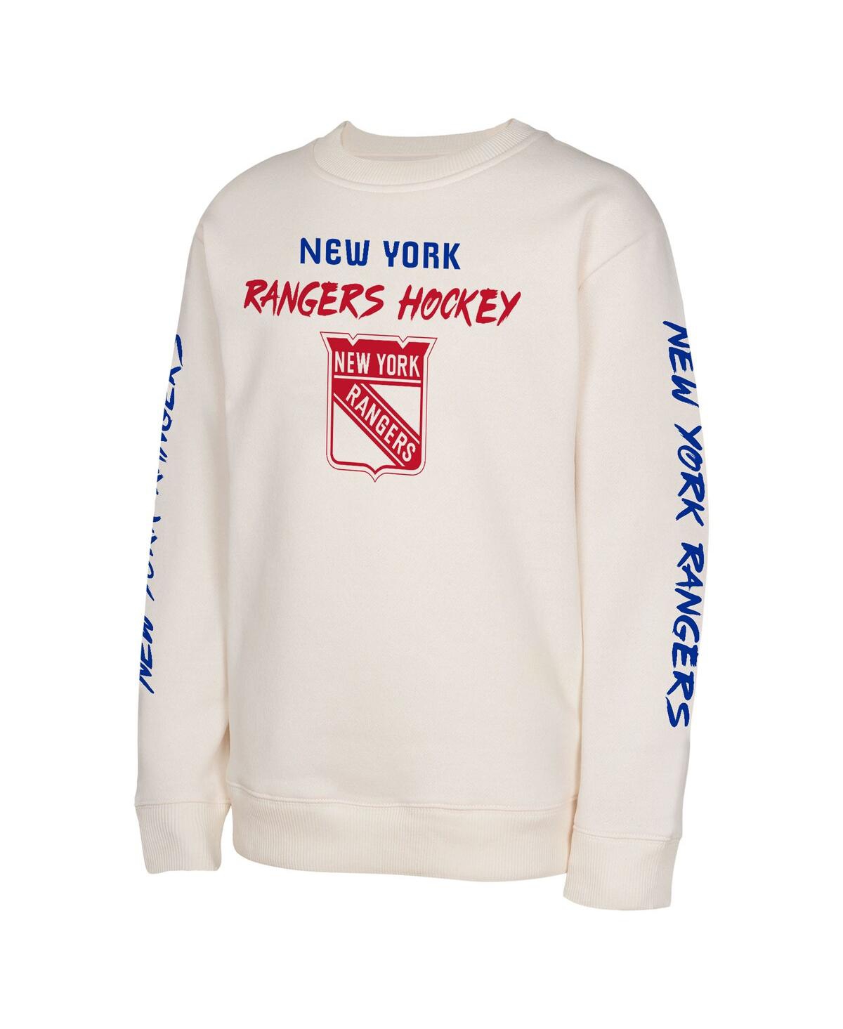 Outerstuff Big Boys And Girls Cream New York Rangers Star Power Pullover Sweatshirt In Neutral