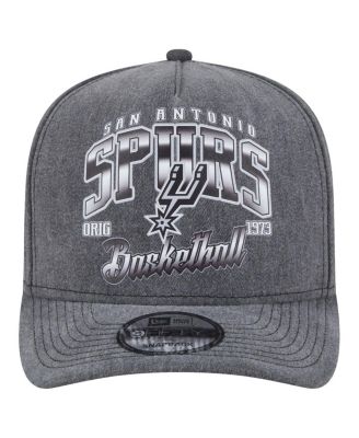 Men's Charcoal San Antonio Spurs Throwback Washed Pre-Curved 9FIFTY Snapback Hat