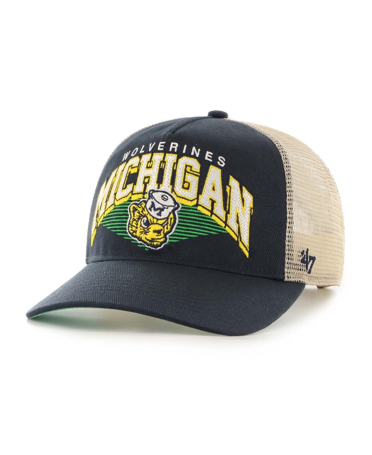 Men's Navy Michigan Wolverines Pomona Mesh Hitch Adjustable Trucker Hat - Navy