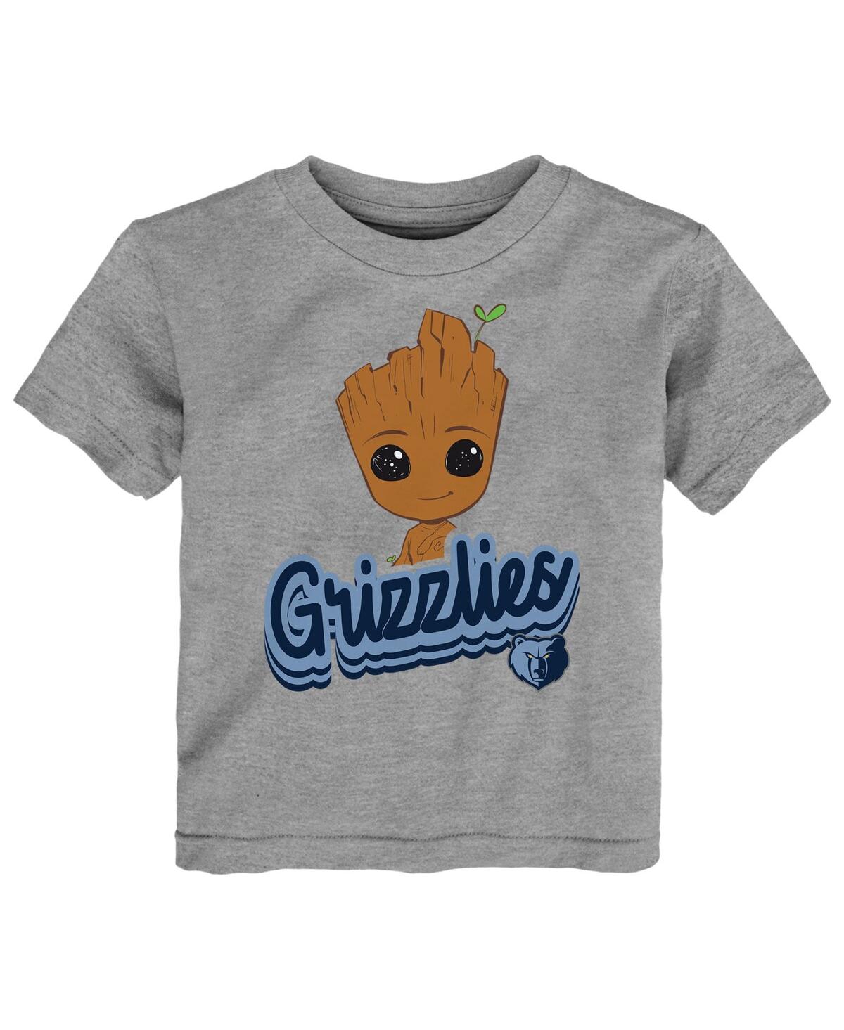 Outerstuff Toddler Heather Gray Memphis Grizzlies 2-piece Guardians Of The Galaxy T-shirt Set In Black