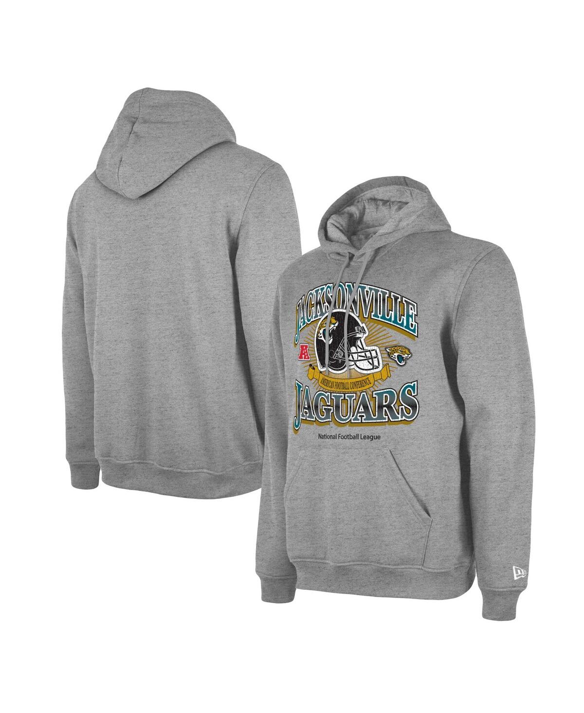 Men's Heather Gray Jacksonville Jaguars Retro Pullover Hoodie - Heather Gray