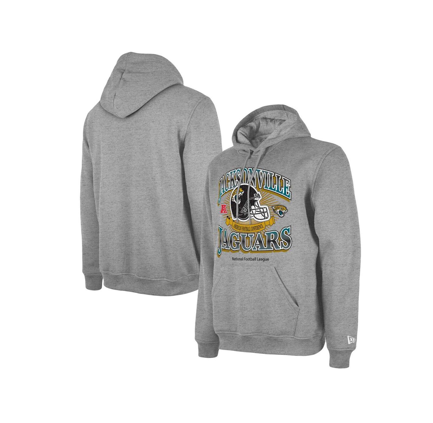 Men's Heather Gray Jacksonville Jaguars Retro Pullover Hoodie